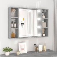 Mirror Cabinet with LED Grey Sonoma 76x15x55 cm