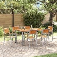 Garden Dining Set Set of 7 Grey Metal Tough and Ready