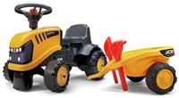 Falk 215C Baby Trailer, rake & Shovel-Outdoor Ride on Tractor for Kids Ages 12 Months +, JCB Yellow