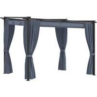 Gazebo with Curtains 3x3 m Anthracite Steel