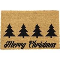 Artsy Doormats Christmas Trees With Merry Christmas Greeting Doormat