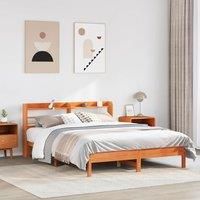 Bed Frame without Mattress Wax Brown 140x200 cm Solid Wood Pine
