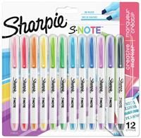 Sharpie S-Note Creative Colouring Highlighter Pens | Marker Pen to Write, Draw & More | Assorted Pastel Colours | Chisel Tip | 12 Count