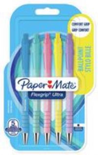 Pack of Five Papermate Flexigrip Pastel Ballpoint Pens