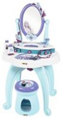 Disney - Frozen 2 in 1 Hairdressing Table - This dressing table comprises more than 10 accessories: 1 stool, 2 flasks, 1 necklace, 1 plastic headband, 3 rings, 1 bracelet, 1 hair clip, 1 comb