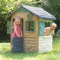 Smoby Life Neo Jura Lodge Playhouse (115 x 123 x 132 cm) with 31% Recycled Content - Weatherproof Playhouse for Children from 2 Years with Bird Feeding Station - Outdoor Children/'s House for Kids