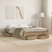 Bed Frame with Drawers Artisan Oak 120x200 cm Engineered Wood