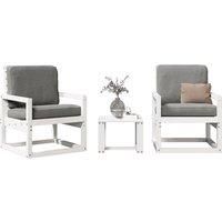 3 Piece Garden Lounge Set White Solid Wood Pine