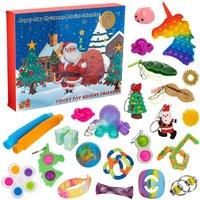 SGM GT-288 Super Star Fidget Advent Calendar 2021 Kids Sensory Toys Fidget Toy Set Christmas Countdown 24 Days Count Down Gift, Holiday Sensory Pop Toys Pack Surprise Xmas Gifts, Blue and Red