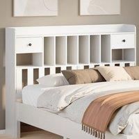 Headboard with Storage White 150 cm Solid Wood Pine
