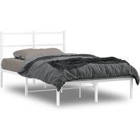 Berkfield Home Metal Bed Frame without Mattress with Headboard White 120x200cm | Size: Small Double