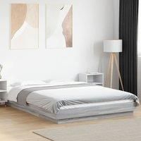 Bed Frame with LED Lights without Mattress Grey Sonoma 140x200cm
