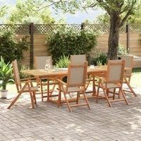 7 Piece Garden Dining Set Solid Wood Acacia and Textilene