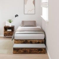 Storage Bed Frame Smoked oak Engineered wood 236.5 x 80 x 31.5 cm