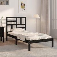 Bed Frame Black Solid Wood 90X190 cm Single