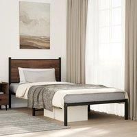 Metal Bed Frame without Mattress Brown Oak 100x190 cm