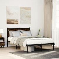 Metal Bed Frame without Mattress Smoked Oak 120x190 cm Small Double