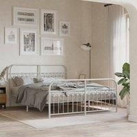 Metal Bed Frame without Mattress with Footboard White 150x200cm