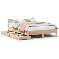 Bed Frame with Drawers 120x200 cm Solid Wood Pine