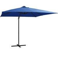 Cantilever Umbrella with LED lights and Steel Pole 250x250 cm Azure Blue