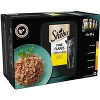 Sheba Fine Flakes in Jelly – Poultry Collection – Wet cat food pouches for adult cats – 48 x 85 g Pack