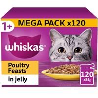 WHISKA Poultry Feasts in Jelly 1+ Adult Wet Cat Food Pouch - 40 x 85 g