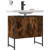 Bathroom Sink Cabinet Smoked Oak 60x33x60 cm Engineered Wood