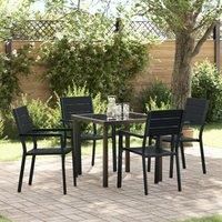 5 Piece Garden Dining Set Black HDPE