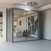 Double Mirror Sliding Wardrobe With LED Light W120cm x H217cm x D62cm