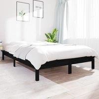 Bed Frame Black 200x200 cm Solid Wood Pine