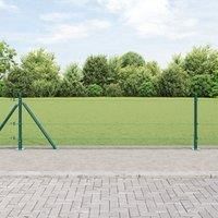 Welded Wire Fence with 7 Flanged Posts Green 0.4x10 m Steel