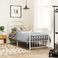 Metal Bed Frame without Mattress with Footboard White 75x190cm