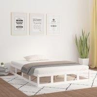 Bed Frame White 200x200 cm Solid Wood