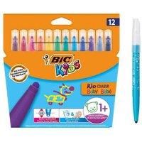 BIC Kids Kid Couleur Baby Colouring Pens 12 Pack, Multicolor