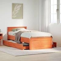 Bed Frame without Mattress with Headboard Wax Brown 75x190 cm Small Single Solid Wood Pine