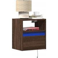 Wall-mounted Bedside Cabinets with LED Lights 2 pcs Brown Oak