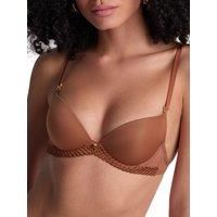 Aubade Sheer Emotion Moulded Push Up Bra Underwired Plunge Bras Embroidered