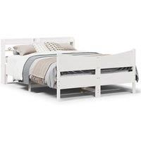 Bed Frame with Headboard White 120x190 cm Small Double Solid Wood Pine