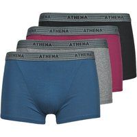 Athena Men/'s Basic Coton Swim Trunks, Multicolour (Gris Chiné/Prune/Pétrole/Noir 1950), Small (Size: 2) (Pack of 4)