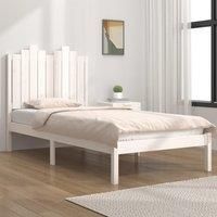 Bed Frame White Solid Wood Pine 75x190 cm Small Single