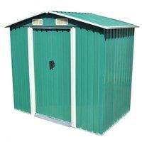 Garden Storage Shed Green Metal 204x132x186 cm