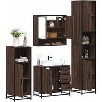 4Piece Bathroom Furniture SetBrown Oak Engineered Wood