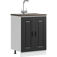 Sink Base Cabinet Kalmar Black 60x46x81.5 cm Engineered Wood