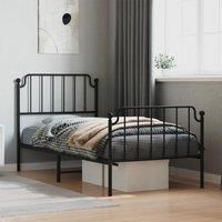 Metal Bed Frame with Headboard and Footboard Black 90x200 cm