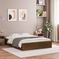 Bed Frame with Drawers without Mattress Brown Oak 135x190 cm Double