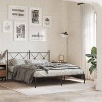 Metal Bed Frame without Mattress with Headboard Black 160x200cm