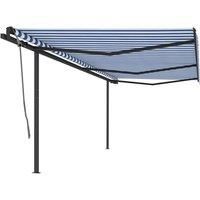 Manual Retractable Awning with Posts 6x3 m Blue and White