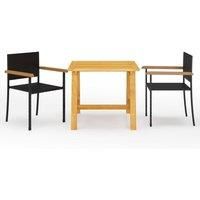 3 Piece Garden Dining Set Black