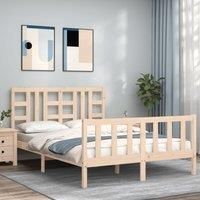 Bed Frame with Headboard 140x190 cm Solid Wood