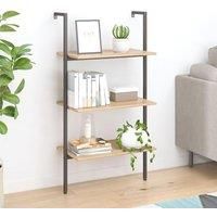 3-Tier Leaning Shelf Light Brown and Black 64x35x120.5 cm